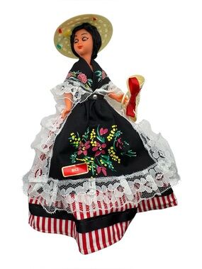 Vintage Nice France Souvenir Costume Doll Lace Dress Fashion